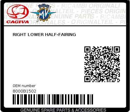 Product image: Cagiva - 8000B1502 - RIGHT LOWER HALF-FAIRING  0