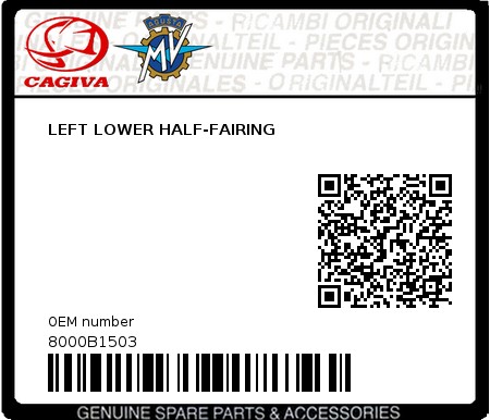 Product image: Cagiva - 8000B1503 - LEFT LOWER HALF-FAIRING  0