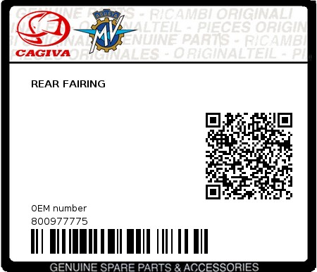 Product image: Cagiva - 800977775 - REAR FAIRING  0