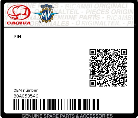 Product image: Cagiva - 80A053546 - PIN  0