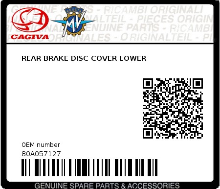 Product image: Cagiva - 80A057127 - REAR BRAKE DISC COVER LOWER  0