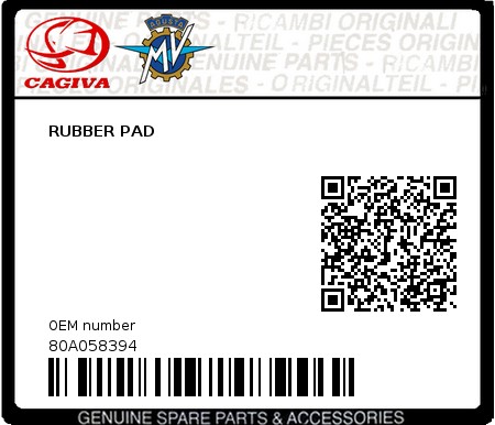 Product image: Cagiva - 80A058394 - RUBBER PAD  0