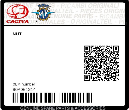 Product image: Cagiva - 80A061314 - NUT  0
