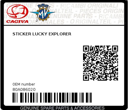 Product image: Cagiva - 80A086020 - STICKER LUCKY EXPLORER  0