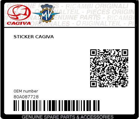 Product image: Cagiva - 80A087728 - STICKER CAGIVA  0