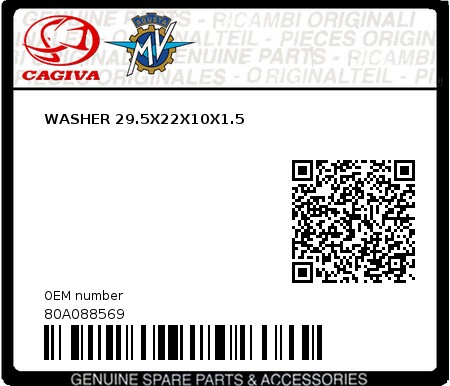 Product image: Cagiva - 80A088569 - WASHER 29.5X22X10X1.5  0