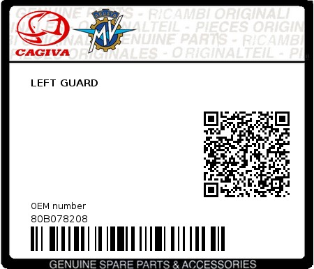 Product image: Cagiva - 80B078208 - LEFT GUARD  0