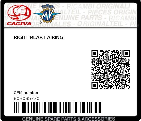Product image: Cagiva - 80B085770 - RIGHT REAR FAIRING  0