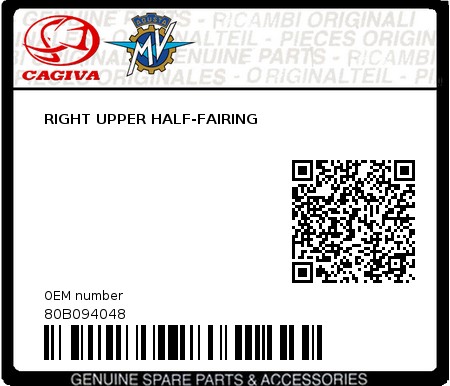Product image: Cagiva - 80B094048 - RIGHT UPPER HALF-FAIRING  0