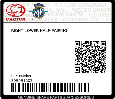 Product image: Cagiva - 80B0B1502 - RIGHT LOWER HALF-FAIRING  0