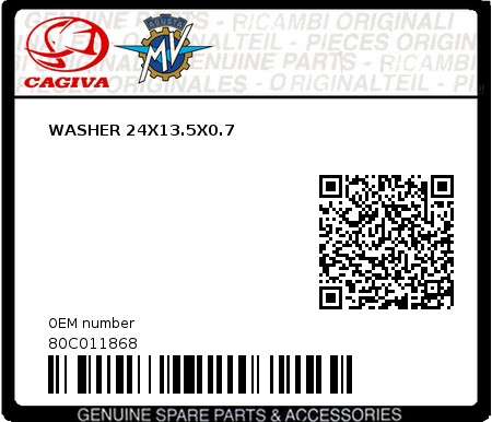 Product image: Cagiva - 80C011868 - WASHER 24X13.5X0.7  0