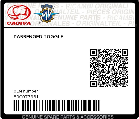 Product image: Cagiva - 80C077951 - PASSENGER TOGGLE  0