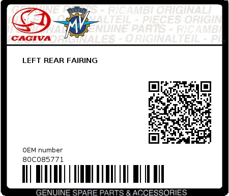 Product image: Cagiva - 80C085771 - LEFT REAR FAIRING  0