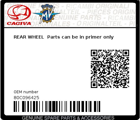 Product image: Cagiva - 80C096425 - REAR WHEEL  Parts can be in primer only  0
