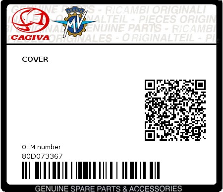 Product image: Cagiva - 80D073367 - COVER  0