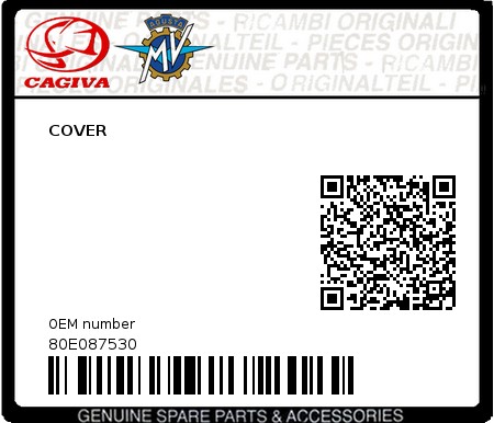 Product image: Cagiva - 80E087530 - COVER  0