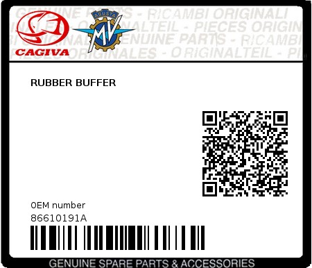 Product image: Cagiva - 86610191A - RUBBER BUFFER  0