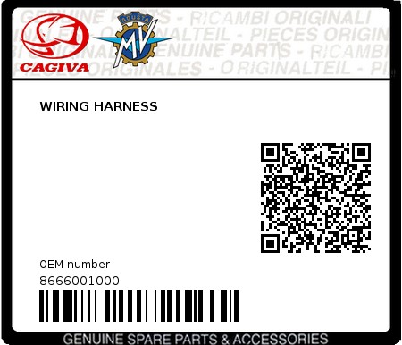 Product image: Cagiva - 8666001000 - WIRING HARNESS  0