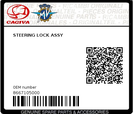 Product image: Cagiva - 8667105000 - STEERING LOCK ASSY  0