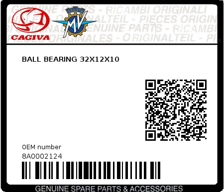 Product image: Cagiva - 8A0002124 - BALL BEARING 32X12X10  0