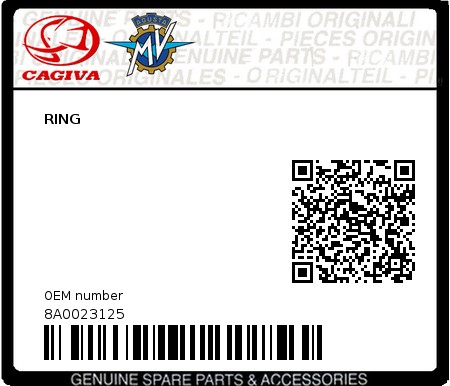 Product image: Cagiva - 8A0023125 - RING  0
