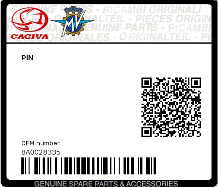 Product image: Cagiva - 8A0028335 - PIN  0