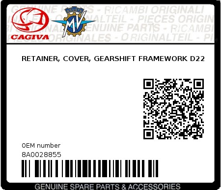 Product image: Cagiva - 8A0028855 - RETAINER, COVER, GEARSHIFT FRAMEWORK D22  0