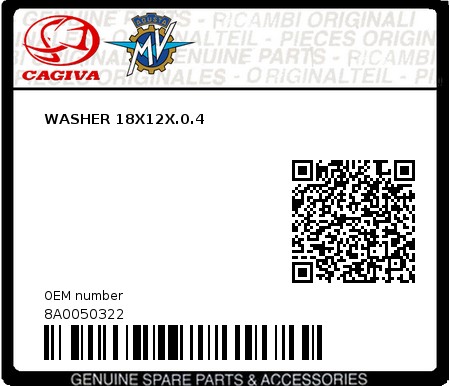 Product image: Cagiva - 8A0050322 - WASHER 18X12X.0.4  0