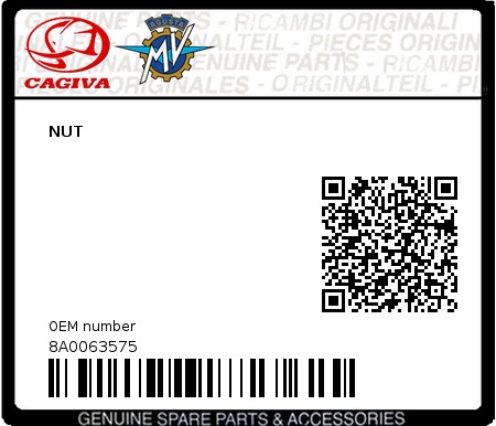 Product image: Cagiva - 8A0063575 - NUT  0