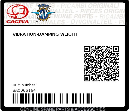 Product image: Cagiva - 8A0066164 - VIBRATION-DAMPING WEIGHT  0