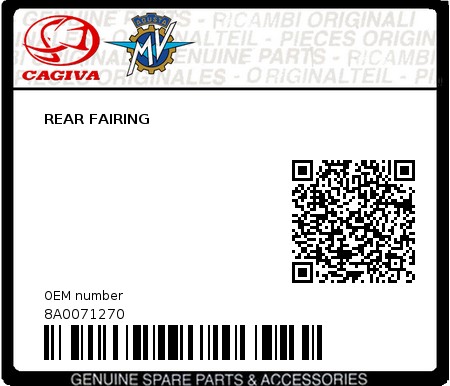 Product image: Cagiva - 8A0071270 - REAR FAIRING  0