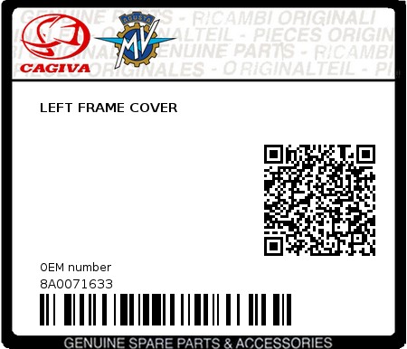 Product image: Cagiva - 8A0071633 - LEFT FRAME COVER  0