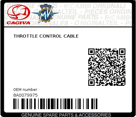 Product image: Cagiva - 8A0079975 - THROTTLE CONTROL CABLE  0