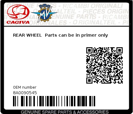 Product image: Cagiva - 8A0090545 - REAR WHEEL  Parts can be in primer only  0