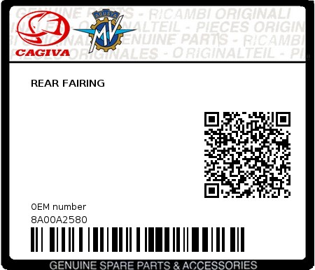 Product image: Cagiva - 8A00A2580 - REAR FAIRING  0