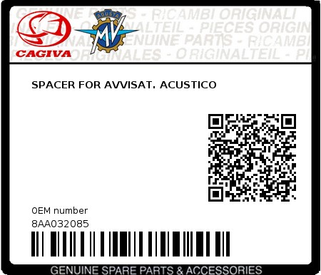 Product image: Cagiva - 8AA032085 - SPACER FOR AVVISAT. ACUSTICO  0