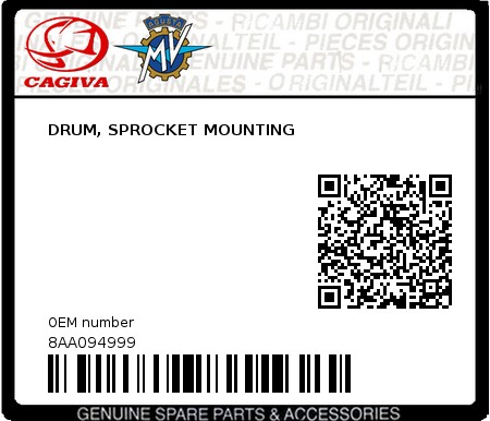 Product image: Cagiva - 8AA094999 - DRUM, SPROCKET MOUNTING  0