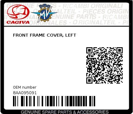 Product image: Cagiva - 8AA095091 - FRONT FRAME COVER, LEFT  0