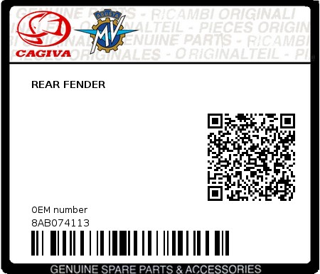 Product image: Cagiva - 8AB074113 - REAR FENDER  0