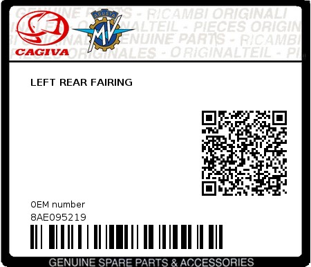 Product image: Cagiva - 8AE095219 - LEFT REAR FAIRING  0