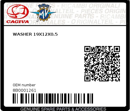 Product image: Cagiva - 8B0001261 - WASHER 19X12X0.5  0