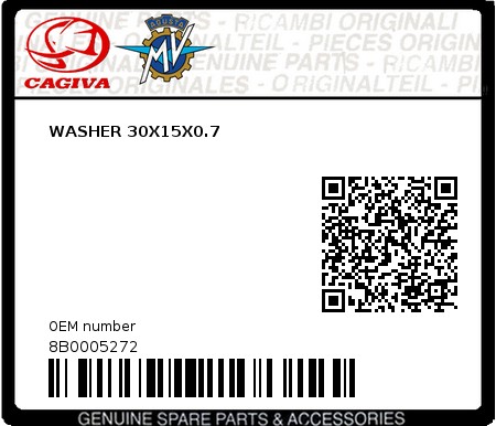 Product image: Cagiva - 8B0005272 - WASHER 30X15X0.7  0