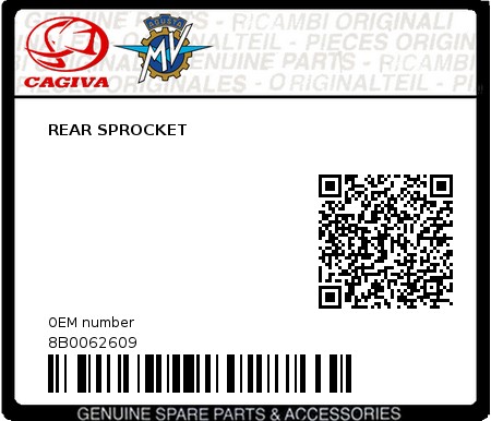 Product image: Cagiva - 8B0062609 - REAR SPROCKET  0