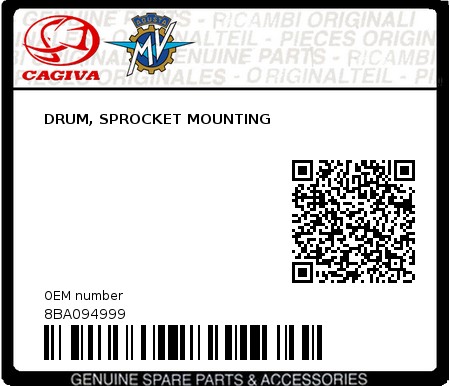 Product image: Cagiva - 8BA094999 - DRUM, SPROCKET MOUNTING  0