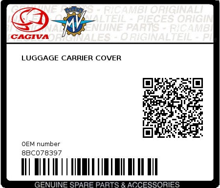 Product image: Cagiva - 8BC078397 - LUGGAGE CARRIER COVER  0