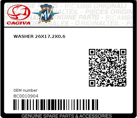 Product image: Cagiva - 8C0010904 - WASHER 26X17.2X0.6  0