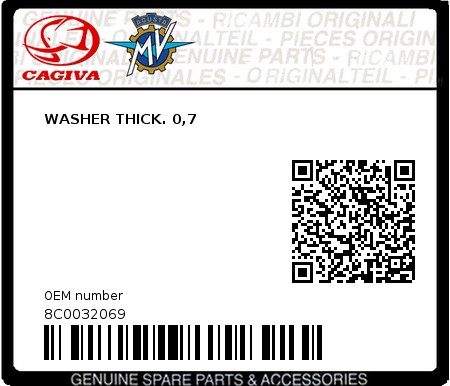 Product image: Cagiva - 8C0032069 - WASHER THICK. 0,7  0