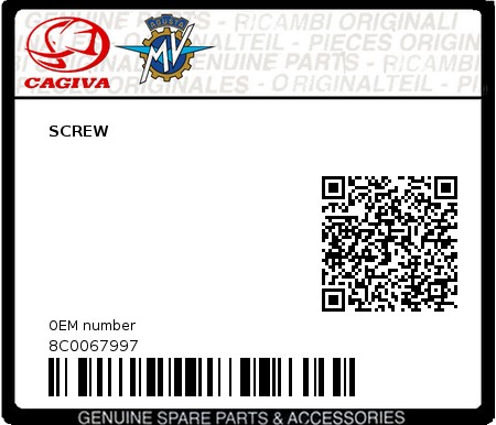 Product image: Cagiva - 8C0067997 - SCREW  0