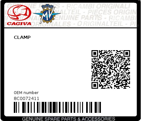 Product image: Cagiva - 8C0072411 - CLAMP  0