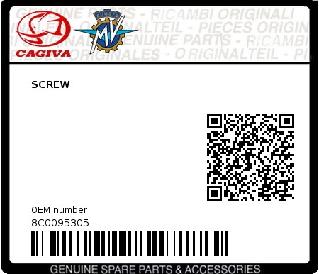 Product image: Cagiva - 8C0095305 - SCREW  0